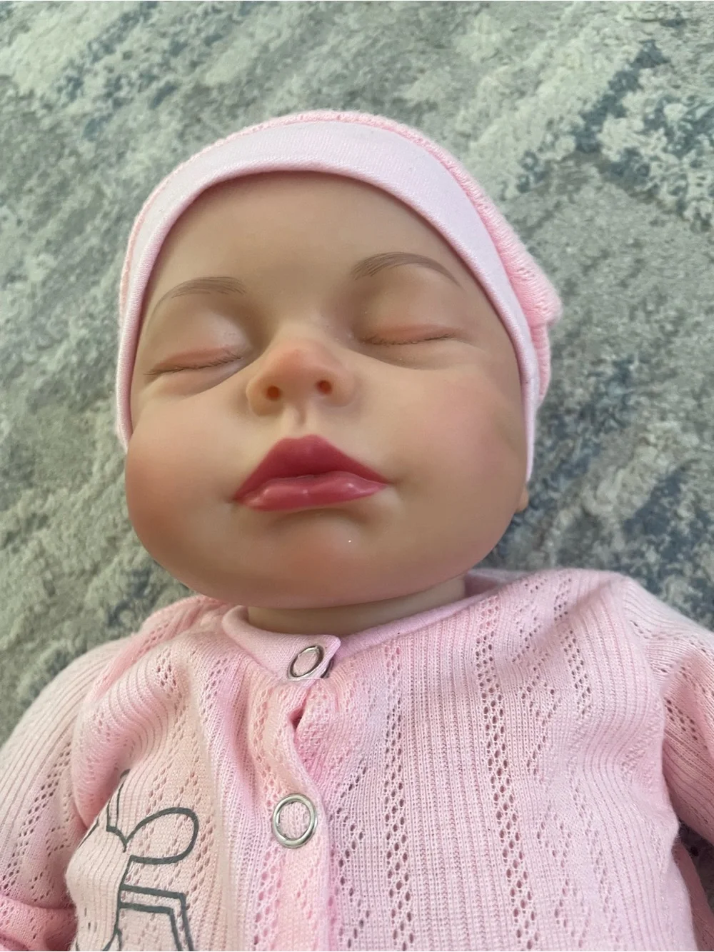 Pink Baby Doll Knit Cardigan & Striped Pants Set
